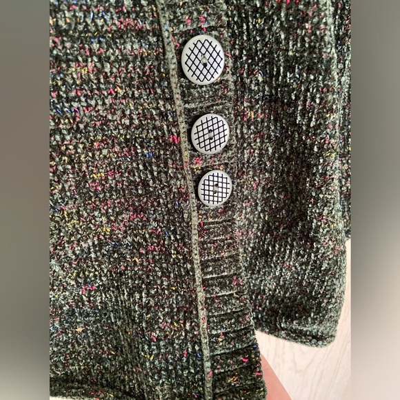 HABITAT CHENILLE TWEED COWL NECK TUNIC SWEATER IN LOGAN GREEN Sz XS - Picture 3 of 13